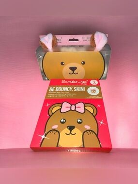 The Creme Shop Bundle 3D Plush Headyband and Be Bouncy, Skin Face Mask
